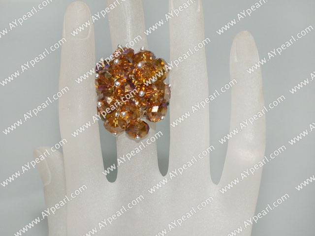 cristal bague orange de mode