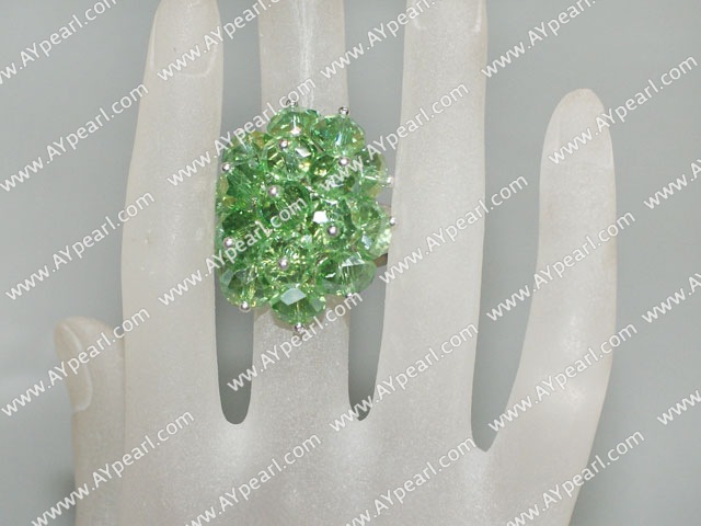 Lovely Manmade Cluster Style Apple Green Crystal Flower Adjustable Ring