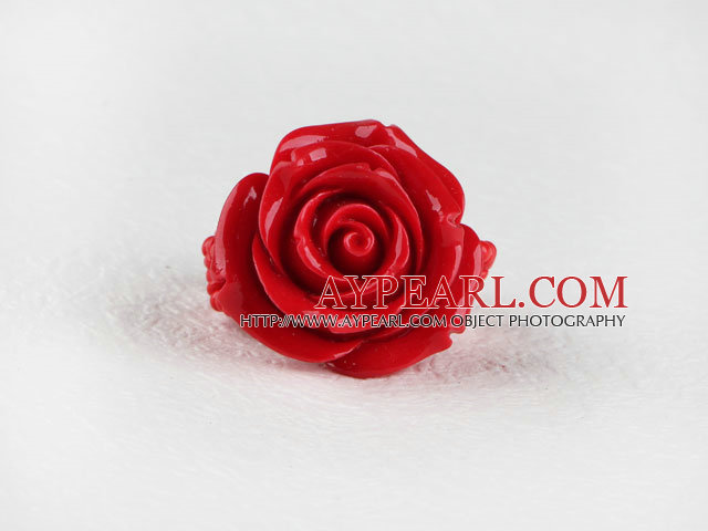 Beautiful 17*30Mm Romantic Red Rose Acrylic Elastic Ring