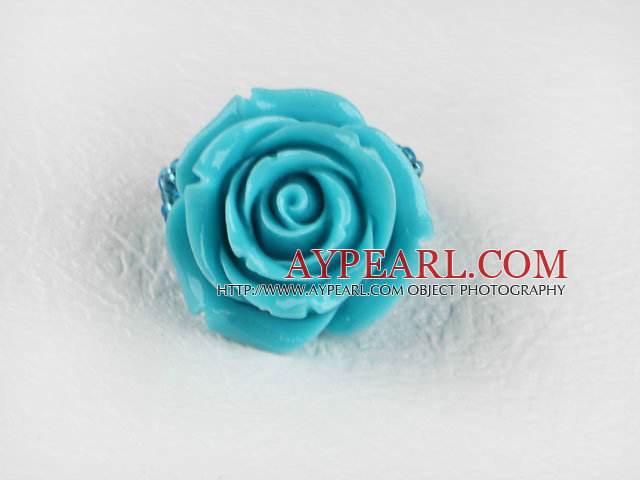 восхитительно голубой розы акриловые кольцо