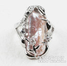 Wholesale Classic Design Big Pink Biwa Pearl Freesize Ring