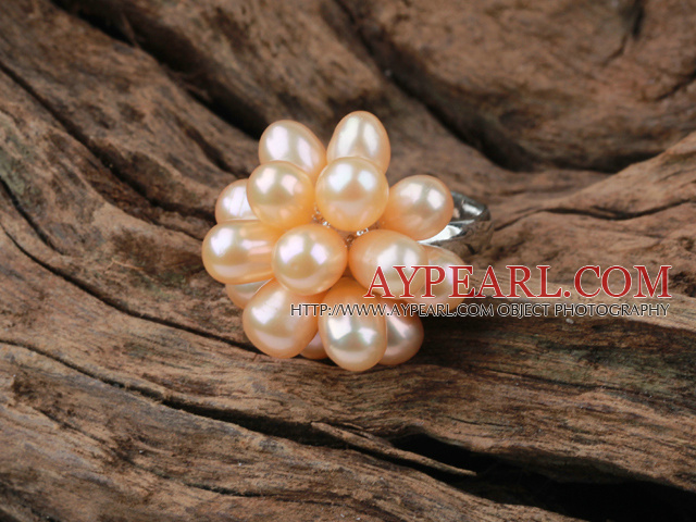 Natural Pink Freshwater Pearl Lotus Shape Adjustable Ring