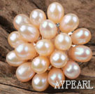 Natural Pink Ferskvann Pearl Flower Shape Ring (Free Size)