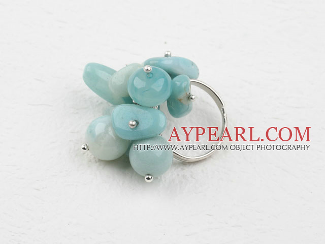 Fashion Cluster Style Mixed Shape Amazon Stone Adjustable Ring