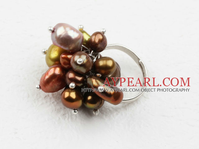 Assortert Freshwater Pearl Justerbar Ring