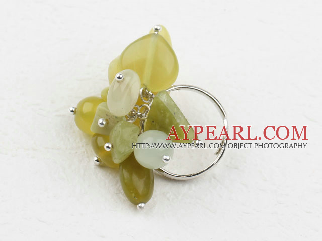 Assorted Olive Jade justerbar ring