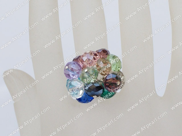 Beautiful Multi Colorful Crystal Cluster Ring With Adjustable Metal