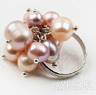 Классический дизайн розовый и фиолетовый пресной воды Pearl Ring регулируемая