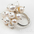 Classic Design Hvit Freshwater Pearl Justerbar Ring