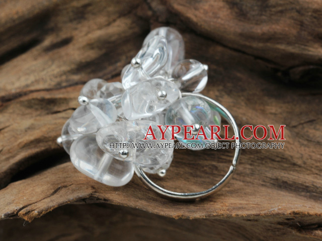 Classic Design Assorted White Crystal Adjustable Ring