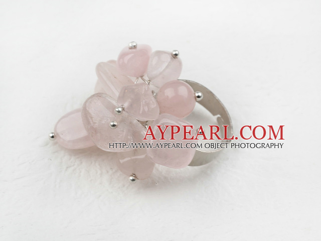 Classic Design Assorted Rose Quartz Adjustable Ring