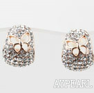 Fashion Style Hollow Butterfly Rhinestone Gold Plated Hypoallergenic Hoop Studs Earrings