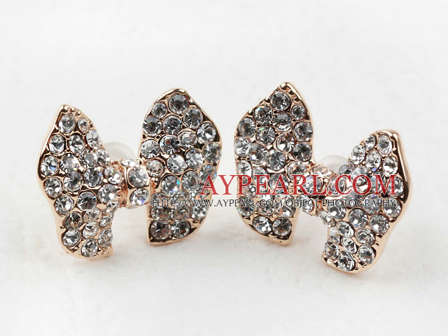 Fashion Style Butterfly Shape Rhinestone Gold Plated Hypoallergenic Studs Earrings