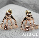 Fashion Style Love Shape Rhinestone Gold Plated Hypoallergenic Studs Earrings