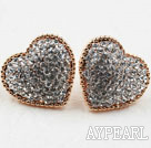 Fashion Style Heart Shape Rhinestone Gold Plated Hypoallergenic Studs Earrings