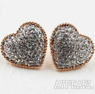 Mote Stil hjerte form Rhinestone Gold Plated Hypoallergenic Studs øredobber