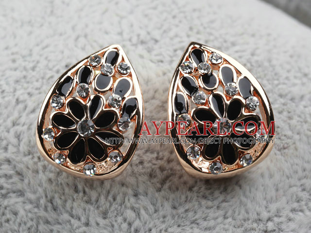 Fashion Style Drop Shape Rhinestone Gold Plated Hypoallergenic Studs Earrings