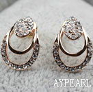 Fashion Style Hollow Teardrop Shape Rhinestone Gold Plated Hypoallergenic Studs Earrings