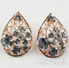 Mote Stil Hollow Drop Shape Rhinestone Gold Plated Hypoallergenic Studs øredobber