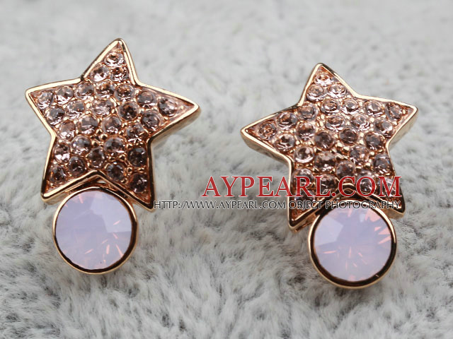 Fashion Style Star Shape Rhinestone and Immitation Gemstone Gold Plated Hypoallergenic Studs Earrings