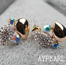 Fashion Style Lovely Drop Shape Rhinestone Gold Plated Hypoallergenic Studs Earrings