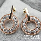 Fashion Style Donuts Shape Rhinestone Gold Plated Hypoallergenic Studs Earrings