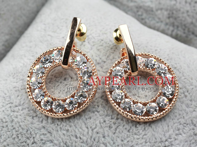 Fashion Style Donuts Shape Rhinestone Gold Plated Hypoallergenic Studs Earrings