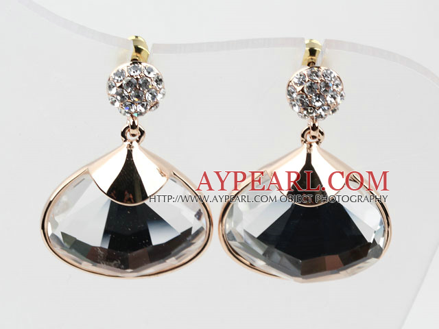 Fashion Style Big Drop Immitation Gemstone Rhinestone Gold Plated Hypoallergenic Oversized Studs Earrings