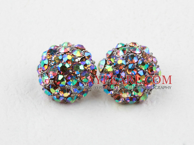 Fashion Style Half Ball Shape Multi Color Rhinestone Studs Earrings
