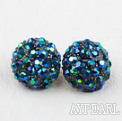 Style de Half Mode Forme Blue Ball foncé avec strass colorés Boucles Goujons