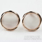 Round immitation Cat Eye Gold Plated Hypoallergenic Studs øredobber