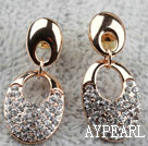 Mote Stil Oval Shape Rhinestone Gold Plated Hypoallergenic Studs øredobber