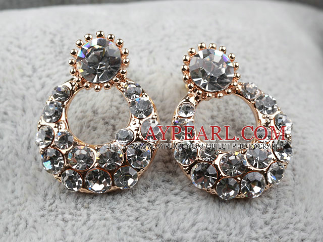 Fashion Style Ringform Strass Vergoldet Hypoallergen Ohrstecker