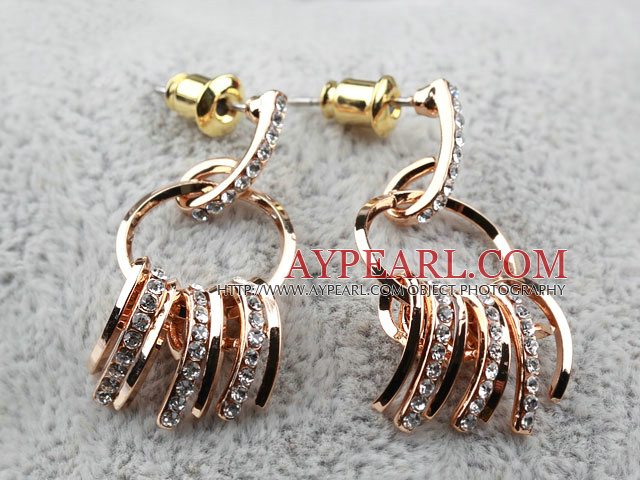 Fashion Style Claw Shape Rhinestone Gold Plated Hypoallergenic Studs Earrings