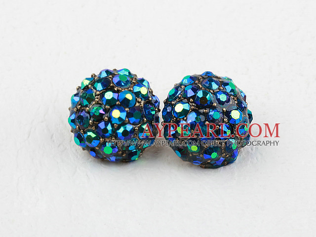 Fashion Style Hälften Ball Form Mörkblå med färgglada STRASS Studs Örhängen