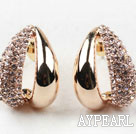 Fashion Style Rhinestone Gold Plated Hypoallergenic Hoop Studs Earrings