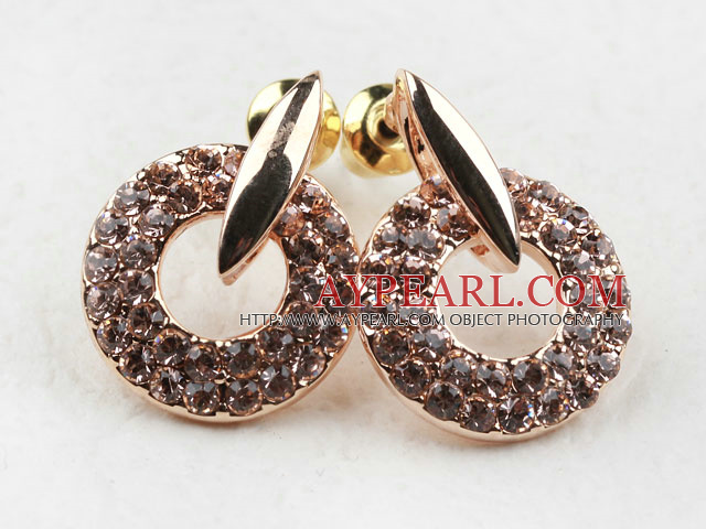 Fashion Style Donuts Shape Rhinestone Gold Plated Hypoallergenic Studs Earrings