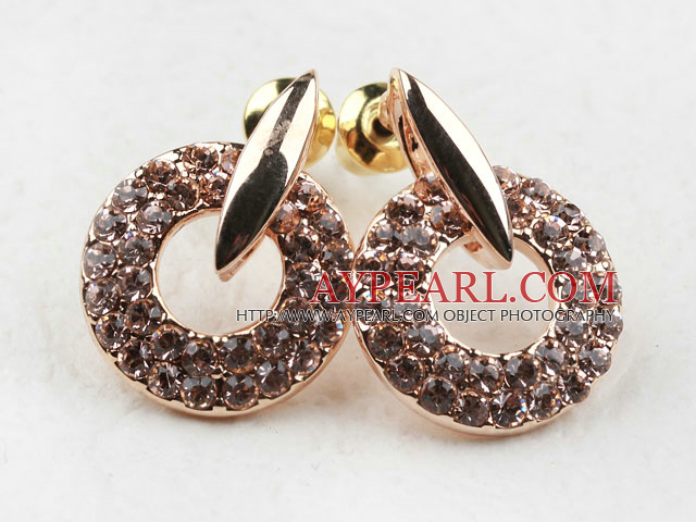 Fashion Style Donuts Shape tekojalokivi kullattu hypoallergeeninen Studs korvakorut