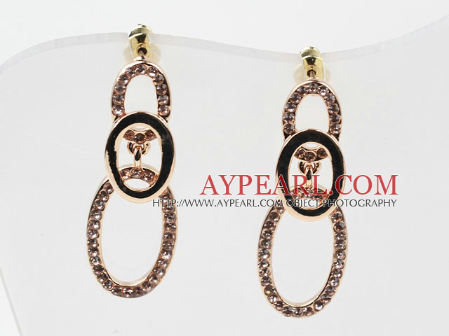 Amant de style Fashion Coin strass Or Shape plaqué Hypoallergénique Boucles Goujons