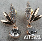 Fashion Style Dragonfly Shape Rhinestone Gold Plated Hypoallergenic Studs Earrings