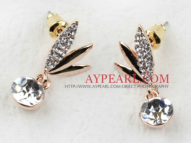 Fashion Style Dragonfly Shape Rhinestone Gold Plated Hypoallergenic Studs Earrings