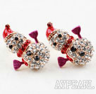 Mode Snowman Style de forme strass Boucles d'oreilles plaqué or Hypoallergénique Goujons