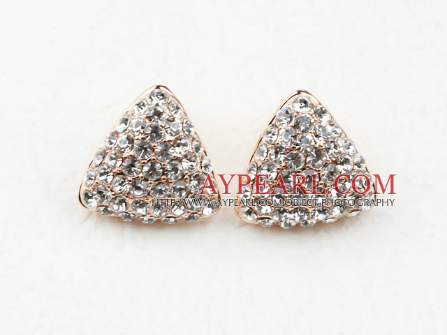 Fashion Style Triangle Shape Rhinestone Gold Plated Hypoallergenic Studs Earrings