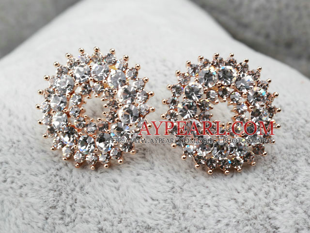 Mote Stil Sunflower Shape Rhinestone Gold Plated Hypoallergenic Studs øredobber