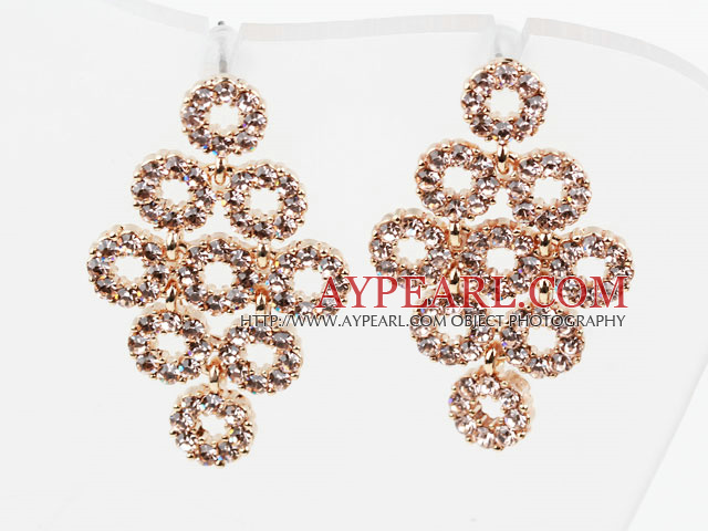 Fashion Style Multi Ring Shape Rhinestone Gold Plated Hypoallergenic Studs Earrings