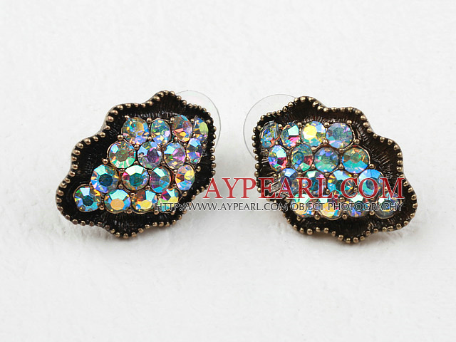 Antik stil Multi Color STRASS Studs Örhängen