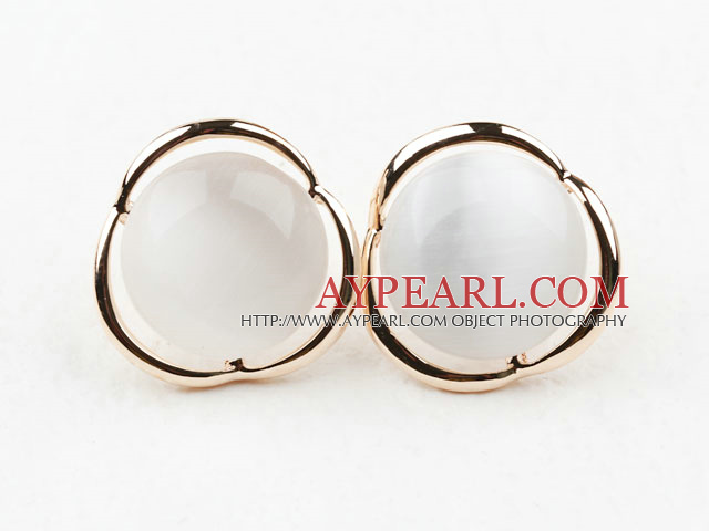 Fashion Style Immitation Cat's Eye Gold Plated Hypoallergenic Studs Earrings