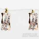 Fashion Style Rhinestone Gold Plated Hypoallergenic Hoop Studs Earrings