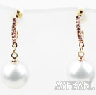 Mote Stil immitation Round Pearl med Rhinestone Gold Plated Hypoallergenic Studs øredobber