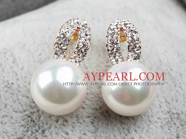 Fashion Style Immitation Round Pearl tekojalokivi kullattu Hypoallergeeninen Hoop Studs korvakorut